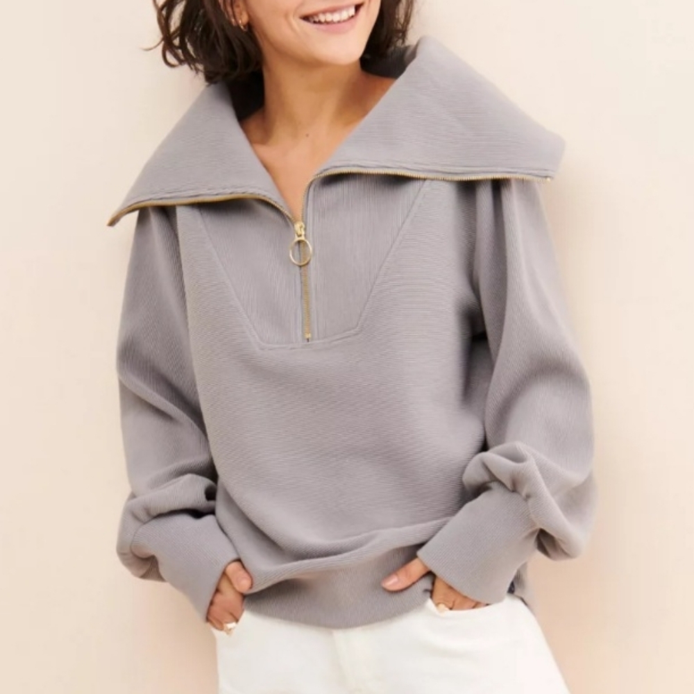 Varley Vine Half Zip Gray Sweatshirt Shirt Sweater Small S Pullover